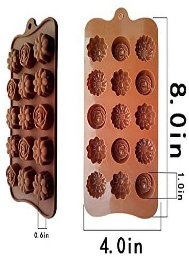 Minchsrin Mini Non Stick Candy Chocolate Soap Molds Silicone Baking Molds 3pc Value Set-Sunflower Rose Tulip Flower Chrysanthemum - Image 4