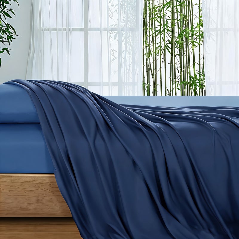 100 Percent Bamboo Fiber Bed Sheets Cooling Breathable Smooth Medium Gray 62.99 Inch By 108.27 Inch - Image 3