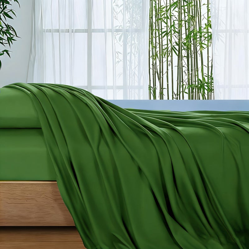 100 Percent Bamboo Fiber Bed Sheets Cooling Breathable Smooth Medium Gray 62.99 Inch By 108.27 Inch - Image 4