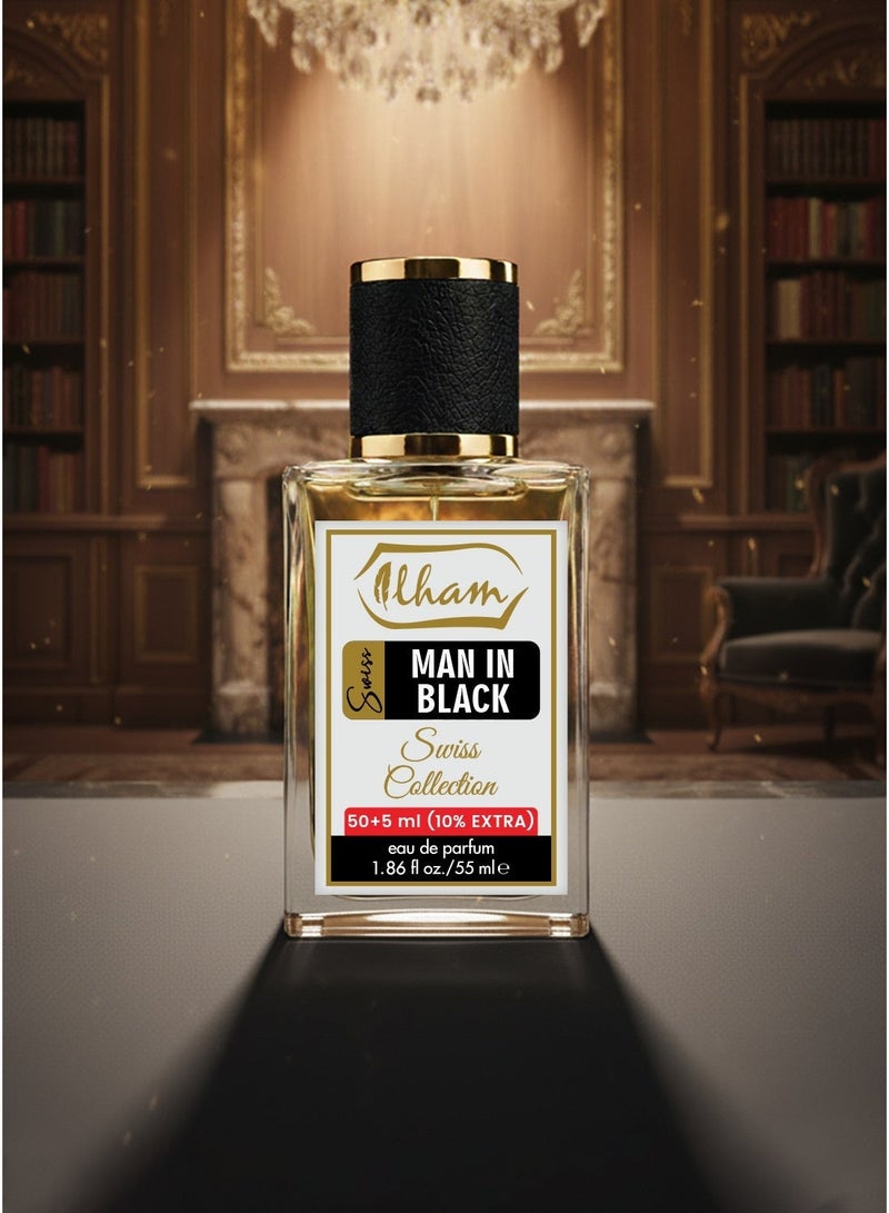 عطور إلهام  سويس مان إن بلاك (50مل+5مل )  55 مل إدو برفيوم للرجال - Image 2