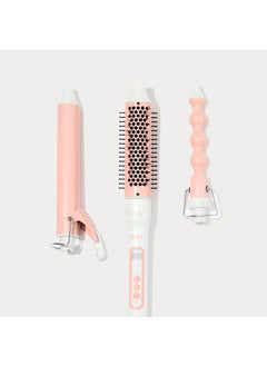 INH INH Hair 3in1 Quick Change Styler  Interchangeable Styling Tool with 3 Detachable Heads Thermal Round Brush Clamp Curling Iron and Bubble Barrel 