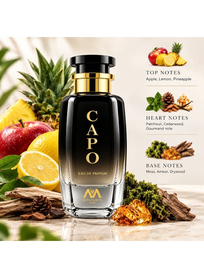 MARCO LUCIO CAPO by Marco Lucio Eau de Parfum for Men 100ml – Long Lasting Fresh Fruity Woody Perfume – Apple, Lemon & Pineapple with Patchouli, Cedarwood, Moss & Amber - Image 3