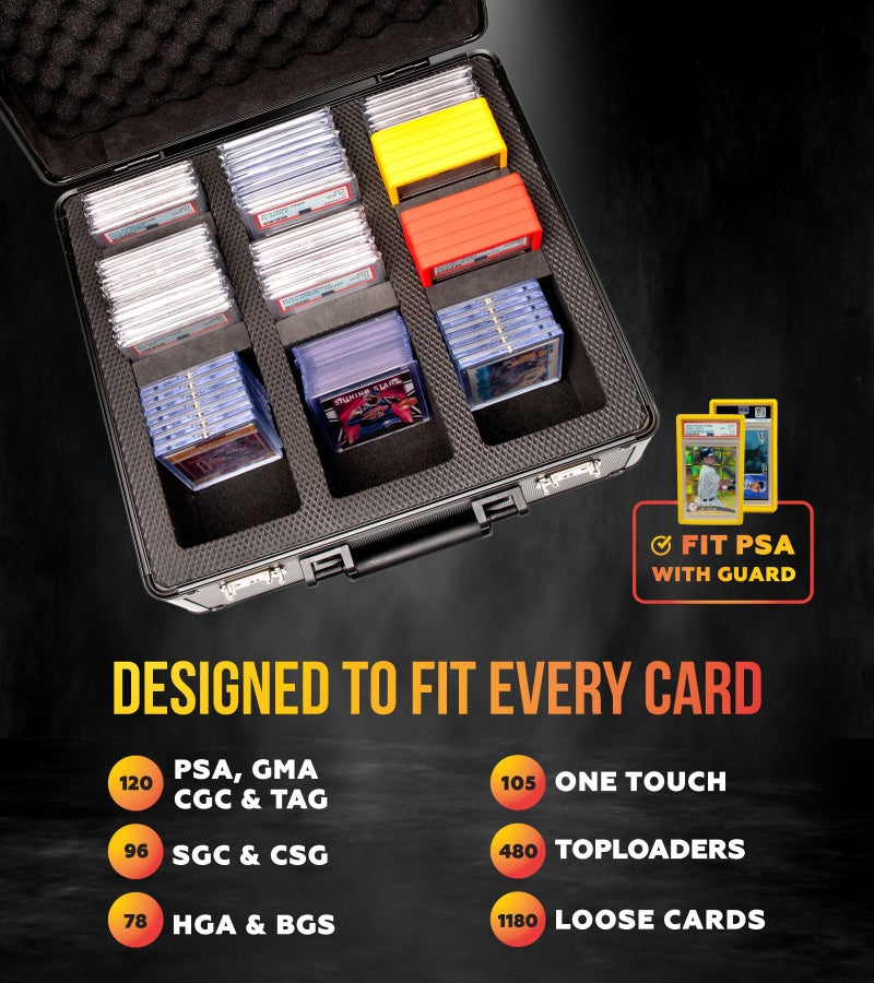 Panopply SLAB ARMOR 3 Row Graded Card Storage Box PSA Slab Case For Graded cards Hold 120+ Slabs Graded Card Case PSA Graded Card Storage Sports Baseball Card Collector Gifts TSA approved lock (BLACK) - Image 2