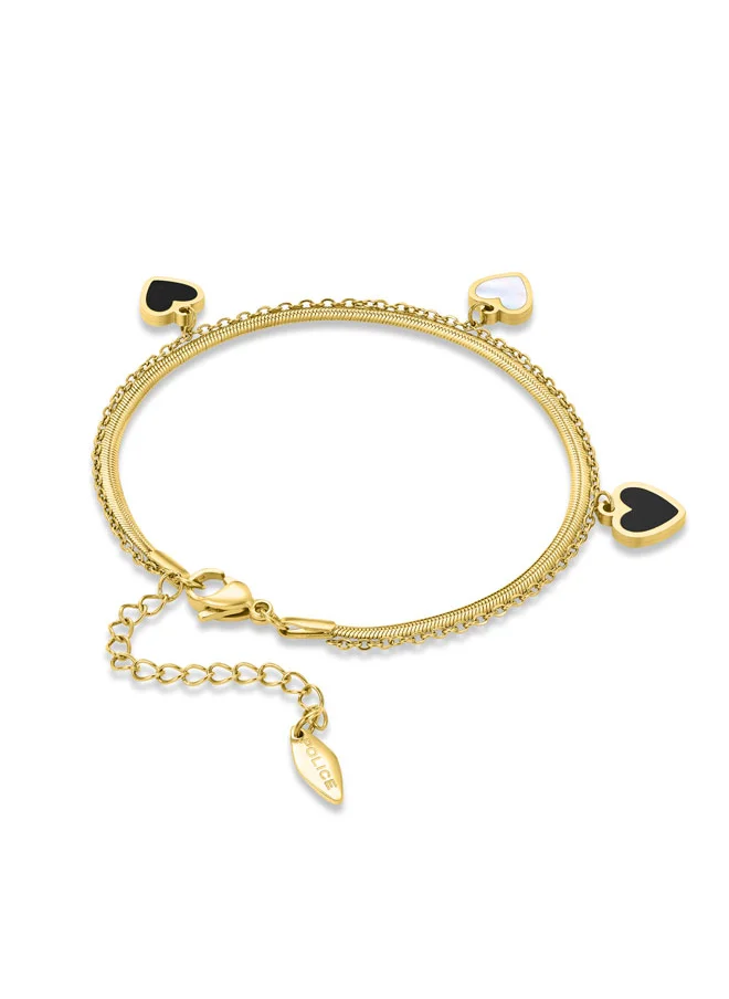 بوليس Devote BraceletDual-Wrap Design with Black and White Hearts, Gold-Plated Chains, Elegant and Unique Accessory