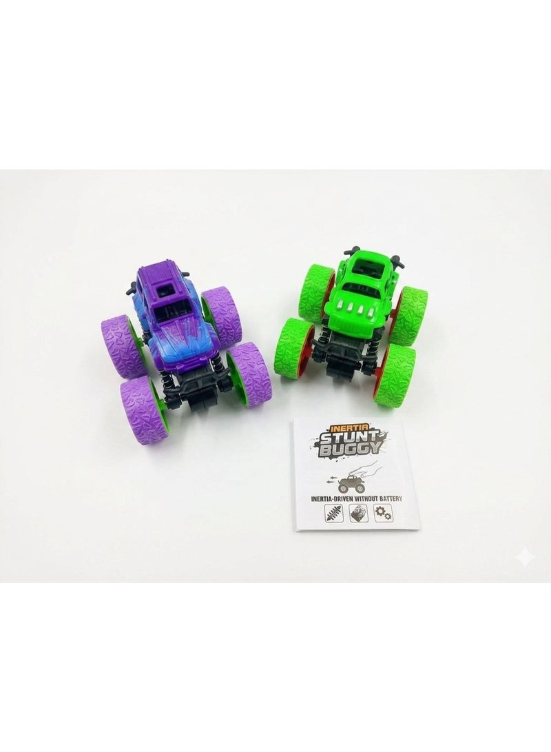 سيارات لعبة مونستر تراك Power Swing Stunt Buggy، مجموعة دفع وسحب مكونة من قطعتين للأطفال الصغار - Image 2