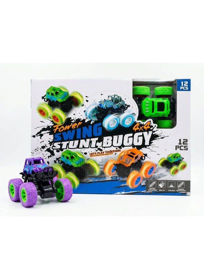 سيارات لعبة مونستر تراك Power Swing Stunt Buggy، مجموعة دفع وسحب مكونة من قطعتين للأطفال الصغار - Image 3