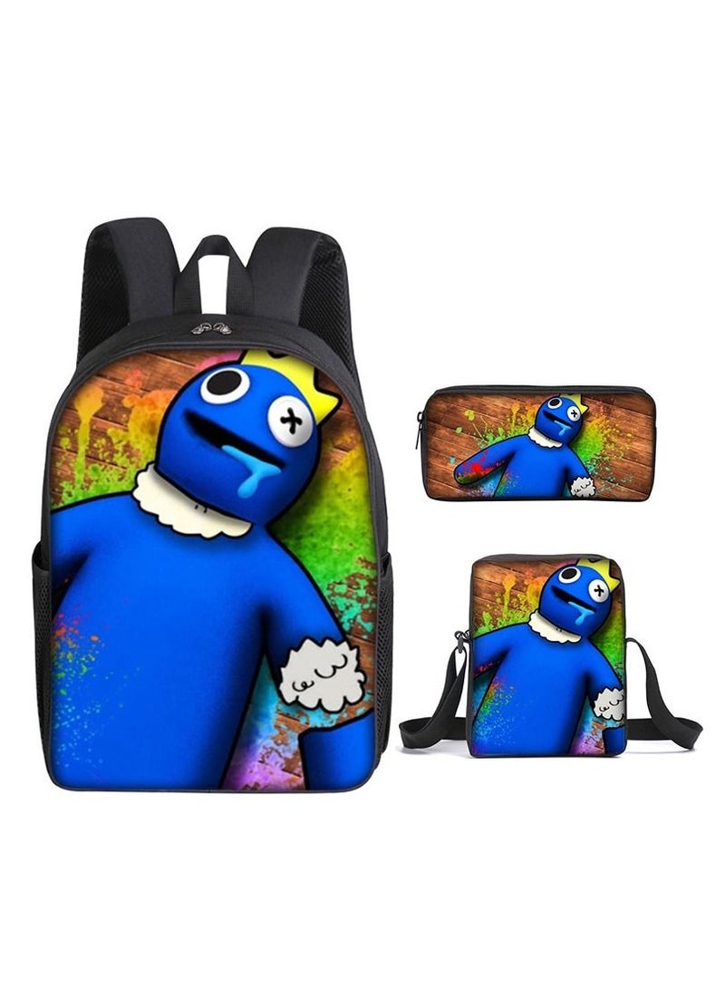 3-Piece Rainbow Friends 3D Print Insulated Lunch Backpack Set Multicolour
