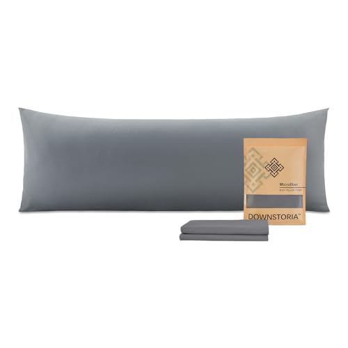 DOWNSTORIA Body Pillow Pillowcase, Ultra Soft Microfiber Long Pillow Cover, Envelope Closure Large Pillow Cases 20x54 inch (Dark Gray) - Image 1