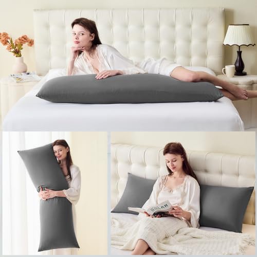 DOWNSTORIA Body Pillow Pillowcase, Ultra Soft Microfiber Long Pillow Cover, Envelope Closure Large Pillow Cases 20x54 inch (Dark Gray) - Image 5