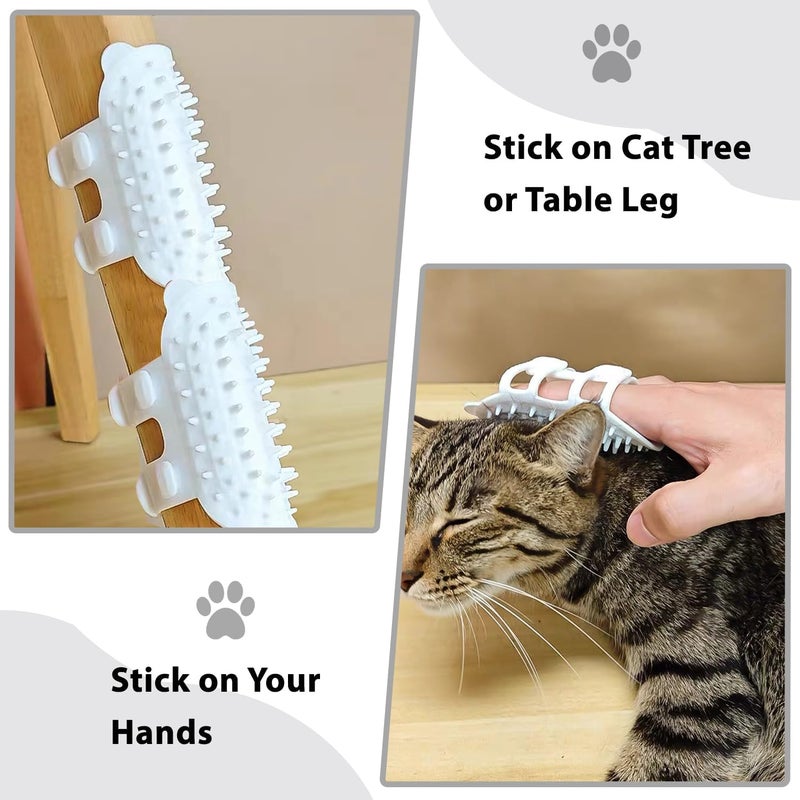 SOLARAE 4 PCS Pet Tickling Artifact for Cats Tickling Comb Pet Brush Adjustable Silicone Cat Scratching Pad Back Scratcher Corner Brush Itch Rub Tool for Dogs Cats (White) - Image 4