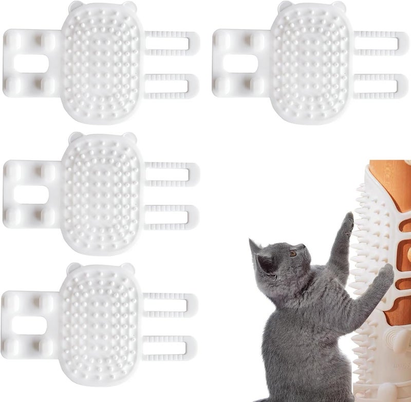 SOLARAE 4 PCS Pet Tickling Artifact for Cats Tickling Comb Pet Brush Adjustable Silicone Cat Scratching Pad Back Scratcher Corner Brush Itch Rub Tool for Dogs Cats (White) - Image 1
