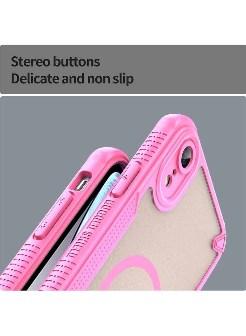 Cover For iPhone XR Armor Glaze MagSafe Magnetic Phone Case Raised edges around the screen and camera lens help prevent scratches - Pink - Image 3