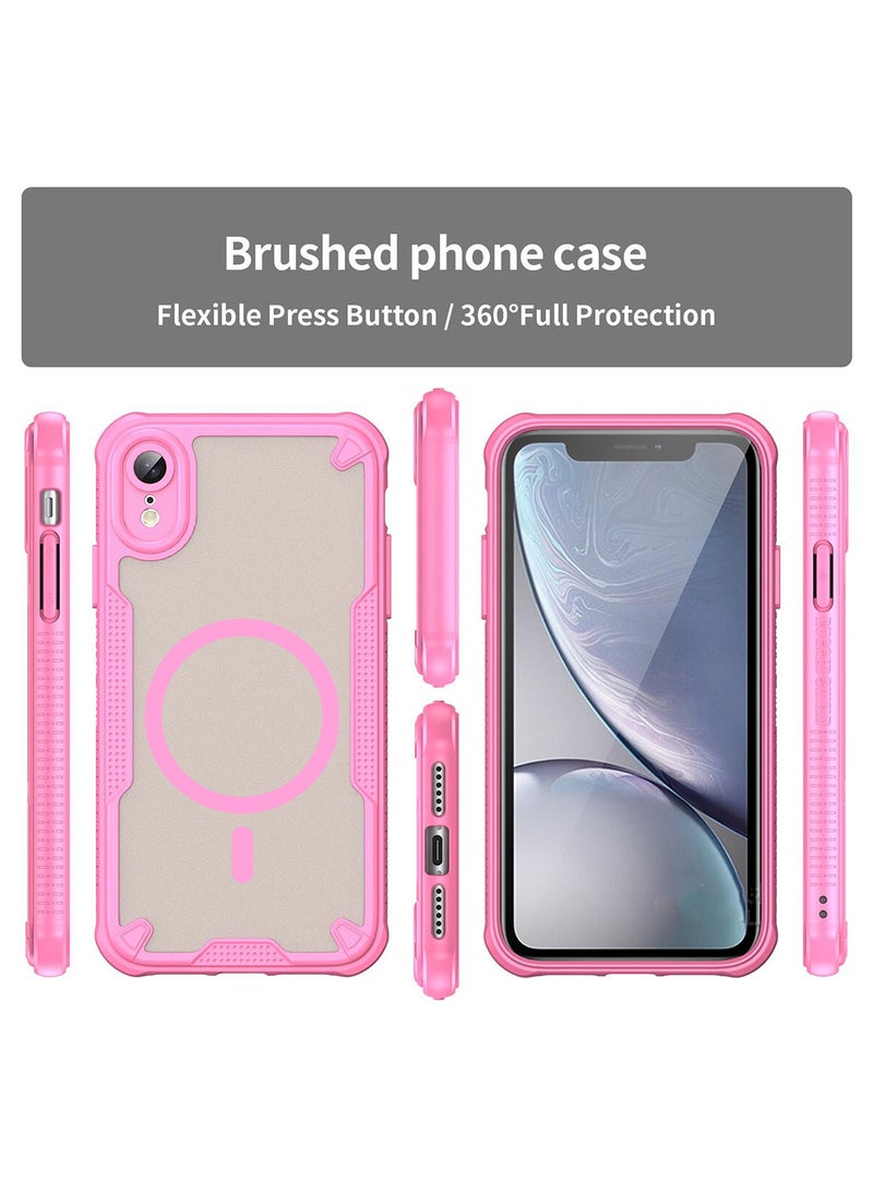 Cover For iPhone XR Armor Glaze MagSafe Magnetic Phone Case Raised edges around the screen and camera lens help prevent scratches - Pink - Image 5