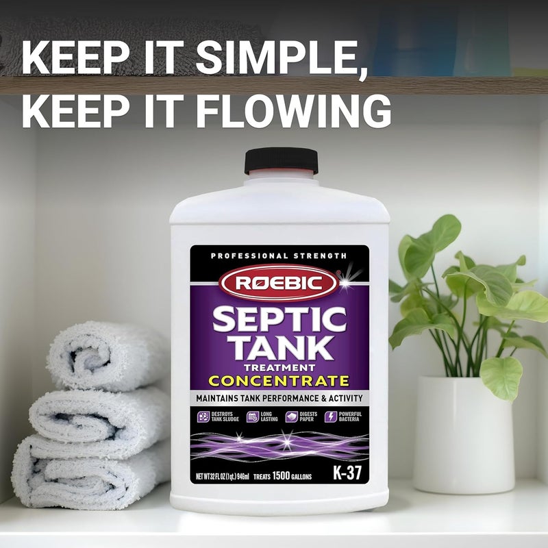 Roebic K-37-Q-C1500-4 Septic Tank Treatment: 32 oz, 16 oz Concentrate, Safe for All Plumbing Systems, Colorless Formula - Image 5