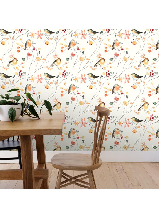 Bluejw Wallpaper Flowers And Birds Green Plant Self-adhesive Wallpaper Living Room Background Transformation Roll Wallpaper RW236-250 - Image 4