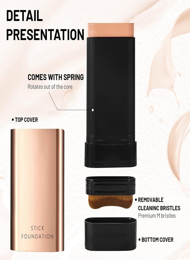 SEVENSPACE Luxury Anti-Wrinkle Foundation Stick, 2 in 1 Waterproof Long-Lasting Double Head Foundation Make Up Stick with Brush - Image 4