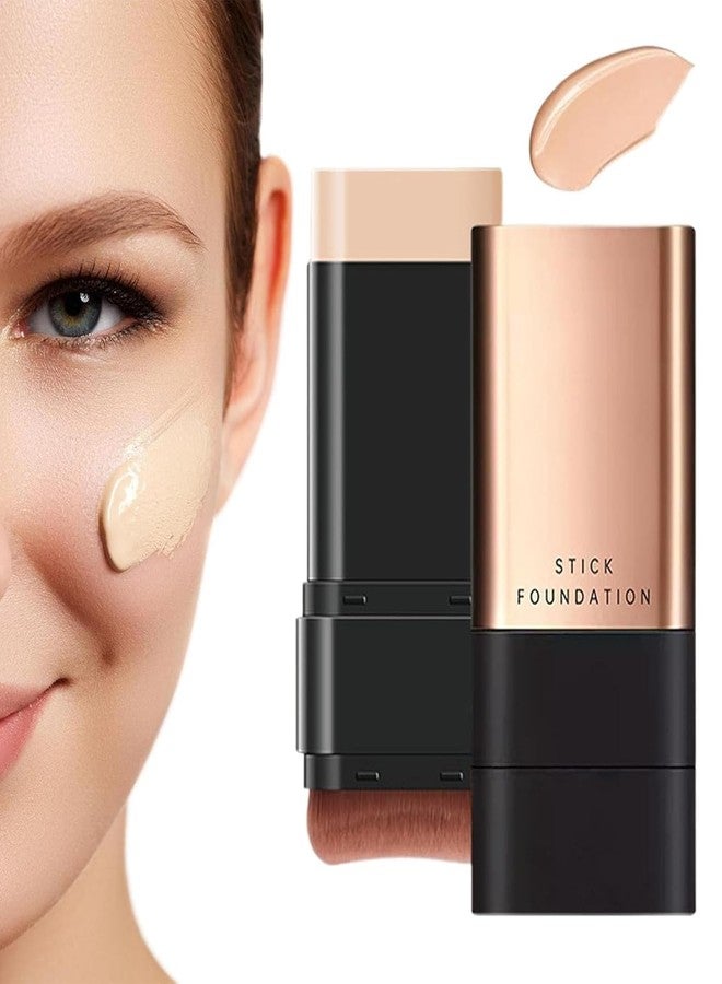 SEVENSPACE Luxury Anti-Wrinkle Foundation Stick, 2 in 1 Waterproof Long-Lasting Double Head Foundation Make Up Stick with Brush - Image 1