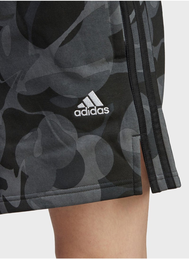 Adidas Floral Graphic 3-Stripes Fleece Shorts  - Image 3