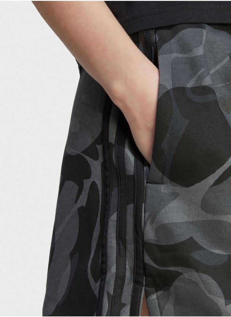 Adidas Floral Graphic 3-Stripes Fleece Shorts  - Image 4