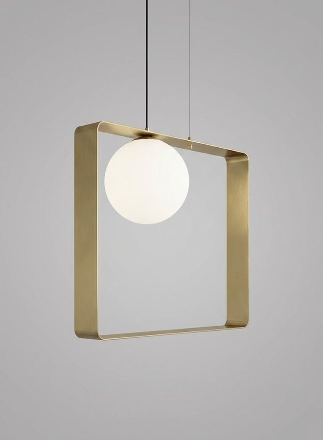 BUY4LESS -  Modern Lighting, Single pendent, Light, Square steel light pendent, Gold Color, 30x21x12 cm, Suitable for bedroom and living room, Counter light - Image 1
