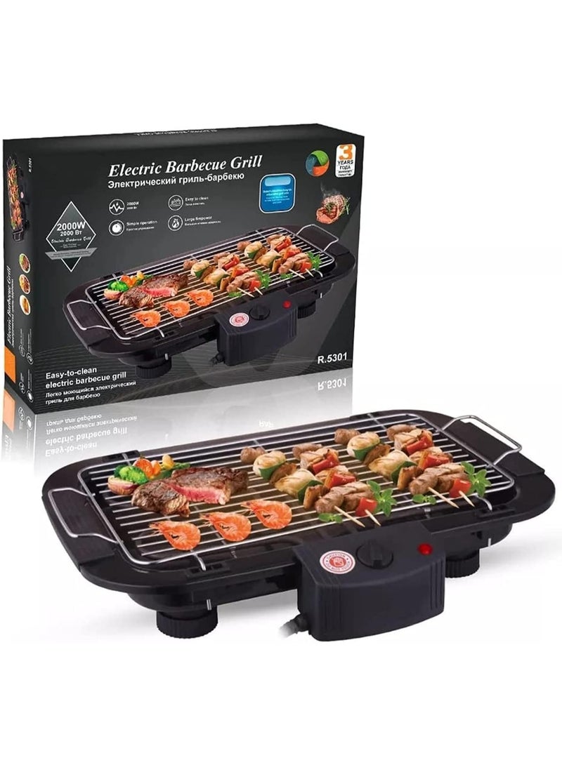 RAF Smokeless Electric BBQ Grill 2000W Tabletop Barbecue with Fast Heating Element, Non-Stick Grill Surface, Even Heat Distribution for Healthy Cooking of Meat, Fish, Kebabs & Vegetables - Image 1