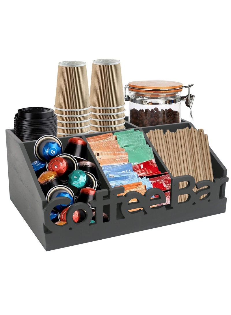 XiuWoo Wooden Coffee Bar Organizer for Countertop Multi-Purpose Coffee and Tea Station with Accessories Holder, Rectangular Non-Waterproof Design for Home and Office, Storage Boxes for Organizing - Image 1