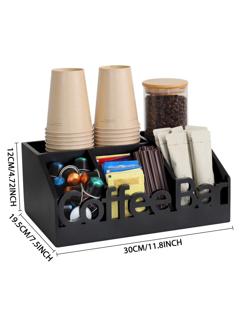 XiuWoo Wooden Coffee Bar Organizer for Countertop Multi-Purpose Coffee and Tea Station with Accessories Holder, Rectangular Non-Waterproof Design for Home and Office, Storage Boxes for Organizing - Image 2