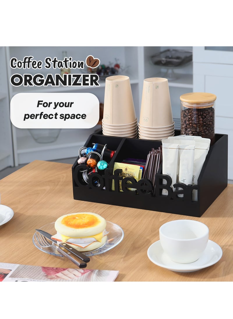 XiuWoo Wooden Coffee Bar Organizer for Countertop Multi-Purpose Coffee and Tea Station with Accessories Holder, Rectangular Non-Waterproof Design for Home and Office, Storage Boxes for Organizing - Image 3