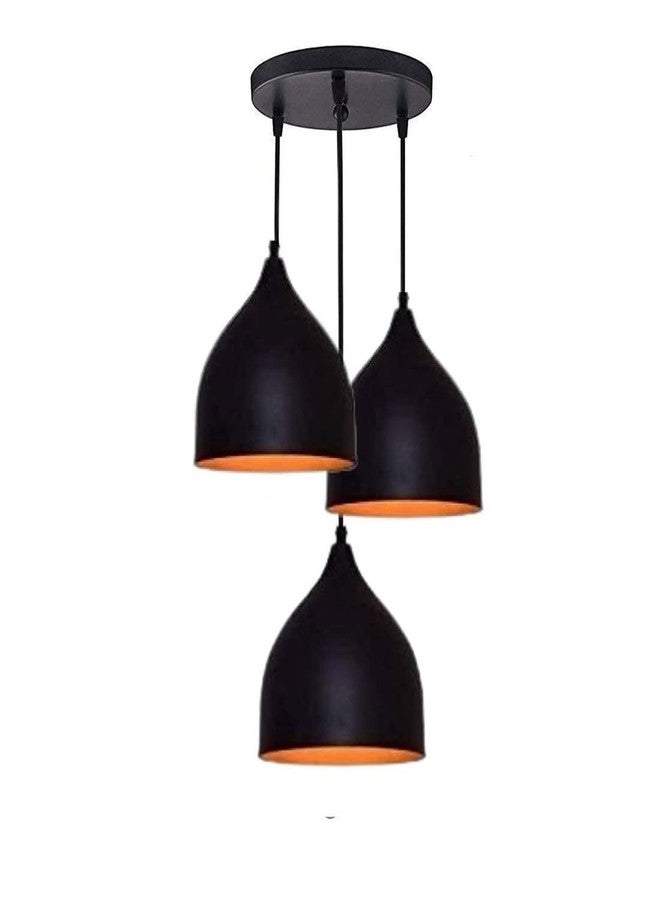 Lexton 3 Lights Linear Round Dome Hanging Ceiling Pendant Light | for Bedroom, Kitchen, Restaurant, Indoor Outdoor or Home Decoration (Black, Aluminium, 3 Pieces) (Bulb Not Included) - Image 1