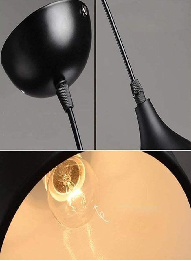Lexton 3 Lights Linear Round Dome Hanging Ceiling Pendant Light | for Bedroom, Kitchen, Restaurant, Indoor Outdoor or Home Decoration (Black, Aluminium, 3 Pieces) (Bulb Not Included) - Image 4