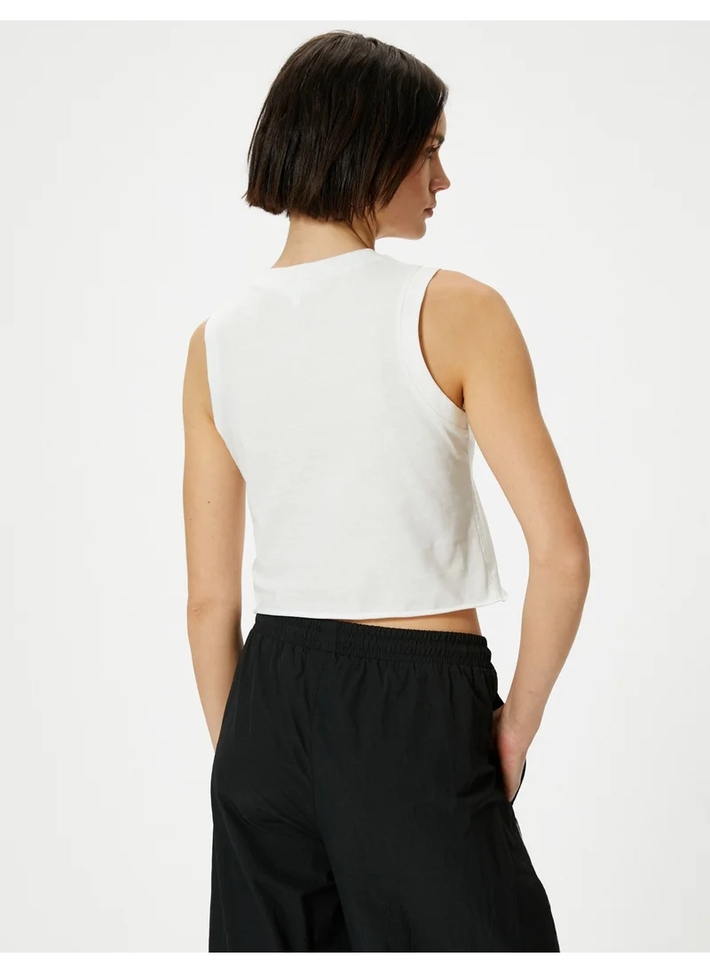 KOTON Sleeveless T-Shirt Crew Neck Cotton