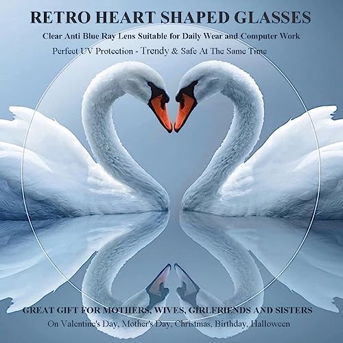 Gleyemor Heart Shaped Blue Light Glasses for Women Cute Computer Glasses (Silver) - Image 3
