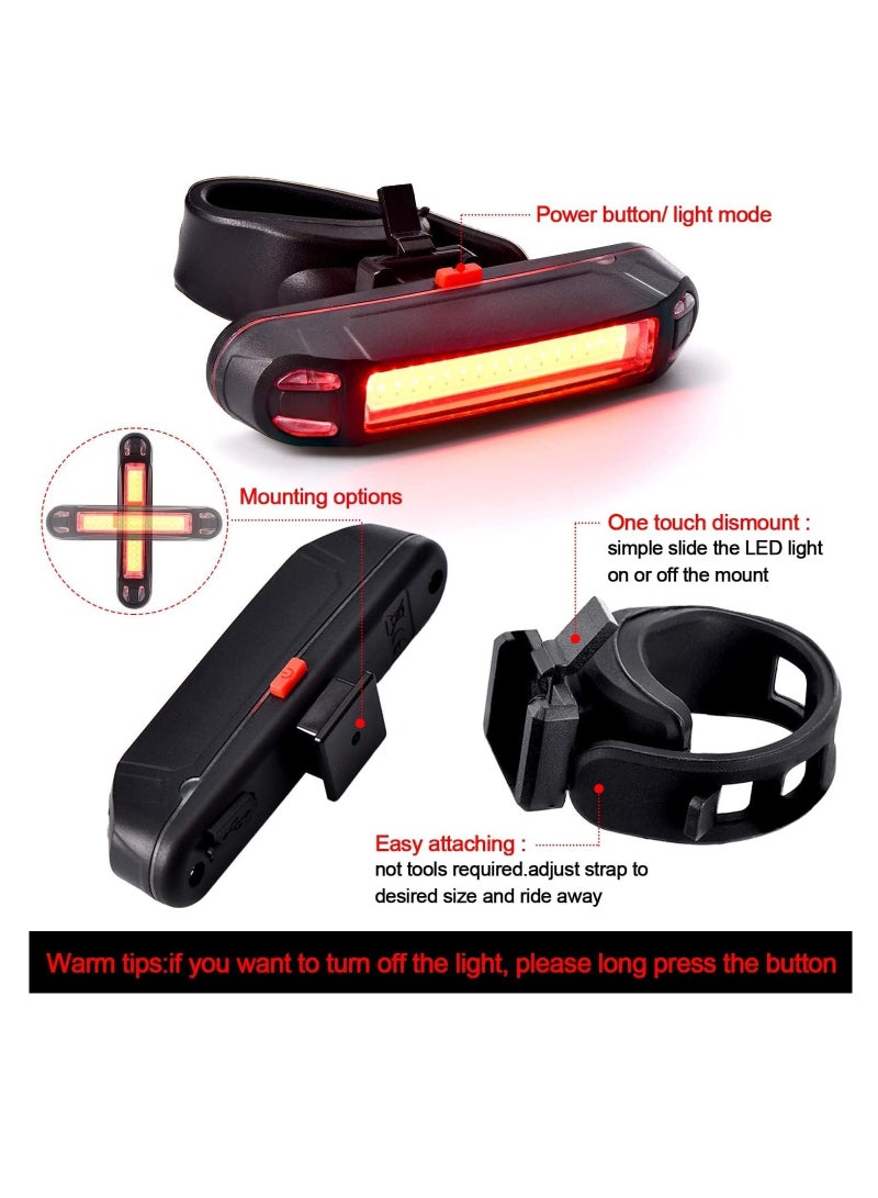 Generic 2Pack Bike Rear Tail Light USB Rechargeable Bicycle Taillight Ultra Bright Bicycle LED Safety Light Waterproof Cycling Taillight 5 Light Modes  - Image 2
