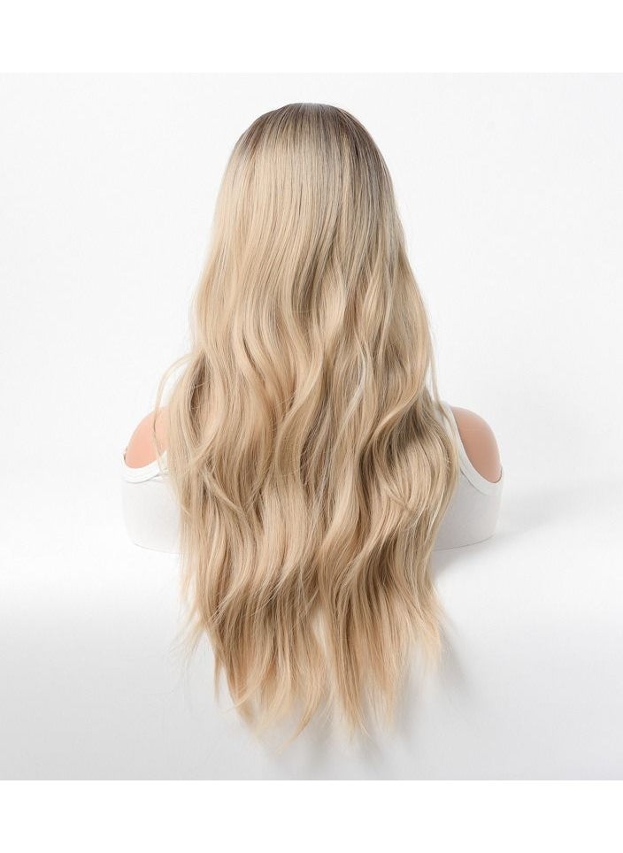 Estelle Wig Female Long Curly Hair Big Wave Medium Long Full Headgear Light Blonde  - Image 2