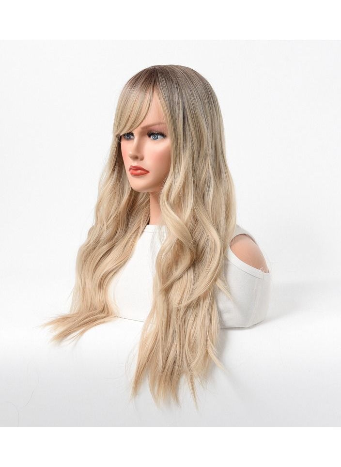 Estelle Wig Female Long Curly Hair Big Wave Medium Long Full Headgear Light Blonde  - Image 4