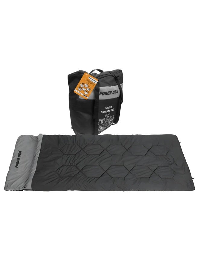 Force USA Heated Sleeping Bag with 3 Heat Settings – Low, Medium & High | Portable, Warm & Comfortable for Camping, Hiking & Outdoor Use
