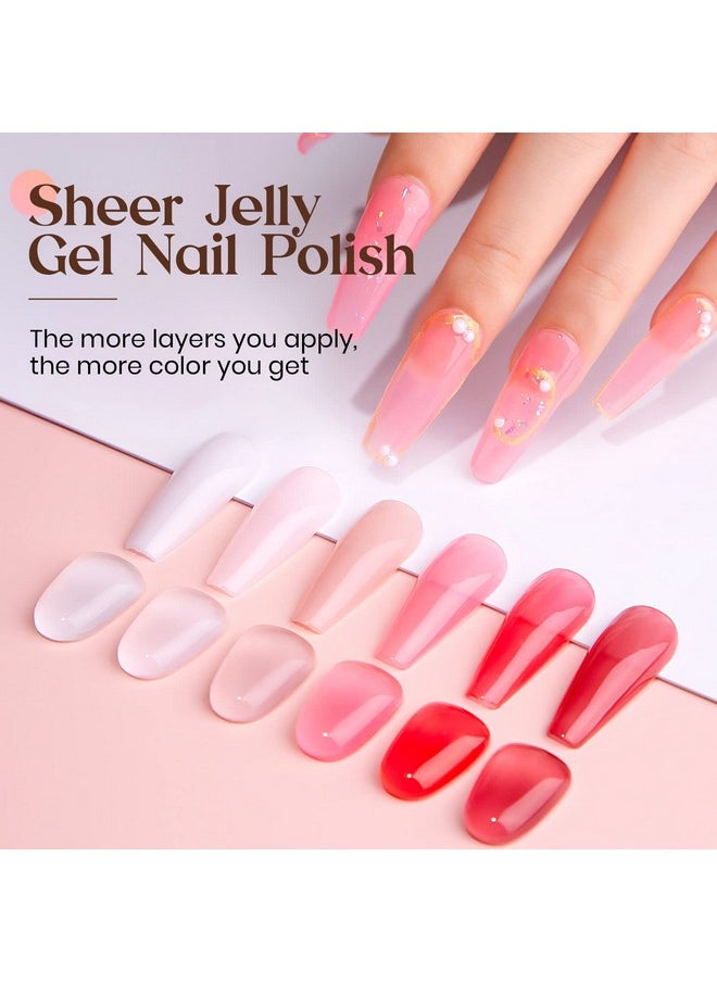 MIZHSE Jelly Gel Nail Polish Set 12 Color, Clear Translucent Spring Gel Polish 7Ml, Sheer Manicure Kit Uv Led Soak Off Varnish For Home Salon Gift  - Image 2