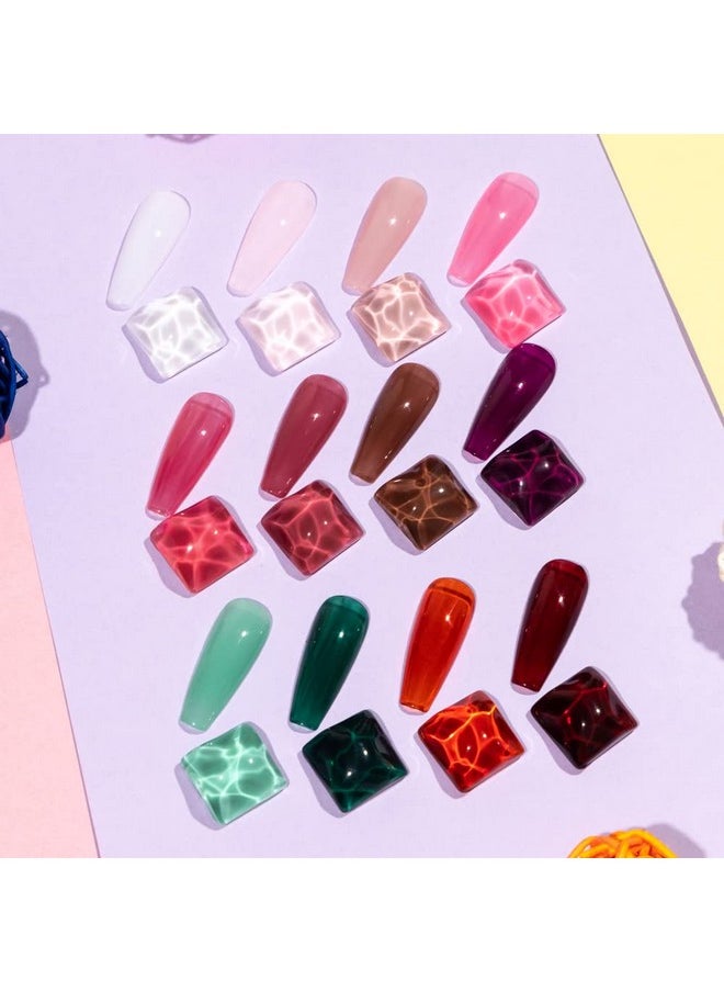 MIZHSE Jelly Gel Nail Polish Set 12 Color, Clear Translucent Spring Gel Polish 7Ml, Sheer Manicure Kit Uv Led Soak Off Varnish For Home Salon Gift  - Image 4