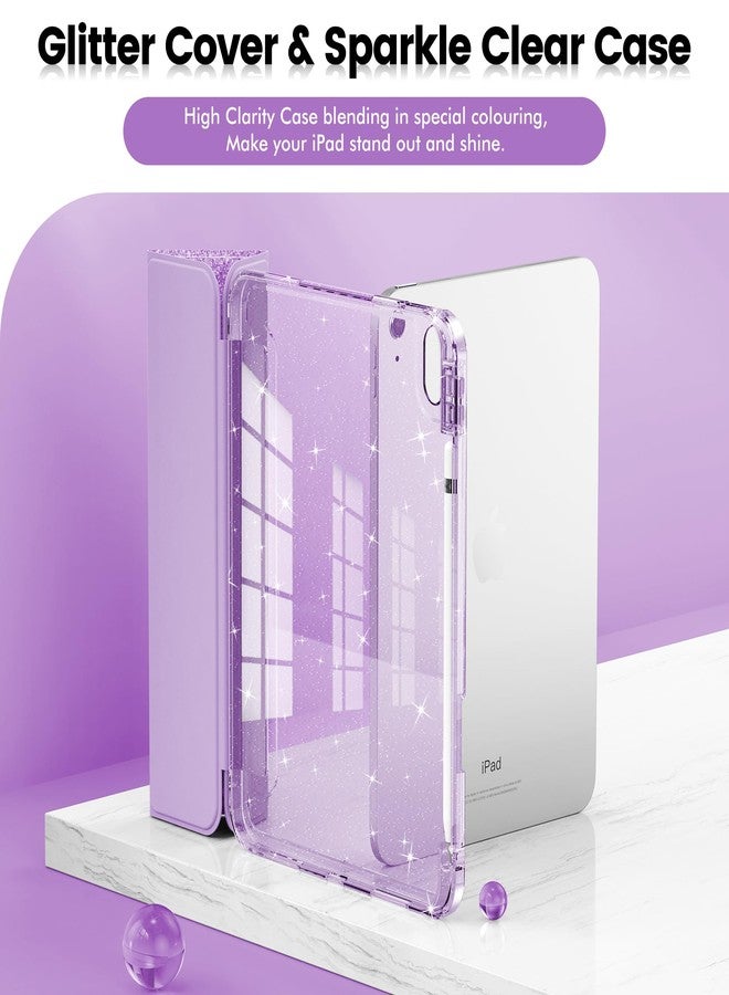 INFILAND Compatible with iPad A16 11th Generation 11 Inch 2025 Case, iPad Case 10th Generation 10.9 Inch, Glitter Cover with Sparkly Clear Back, Pencil Holder, for Kids Girls (Pale Violet) - Image 2