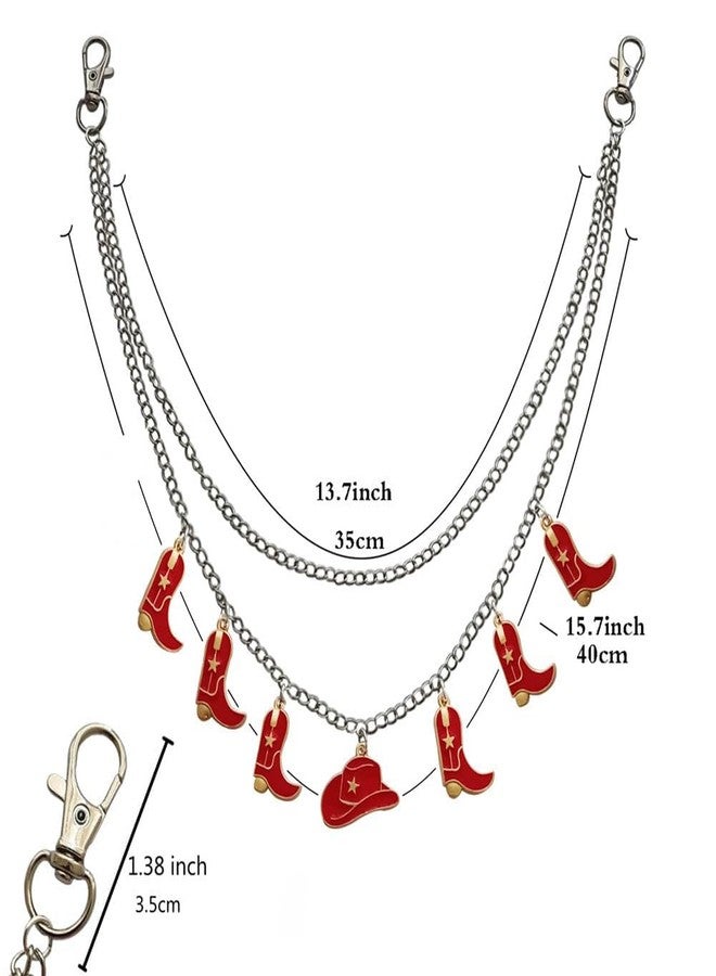 AETYWYEIN Cowboy Hat and Boot Charm Pant Chain for Cowboy Cowgirl, Western Style Enamel Charms Accessories Jeans Chain, Hip Hop Layered Chains, Bags Decorations - Image 3