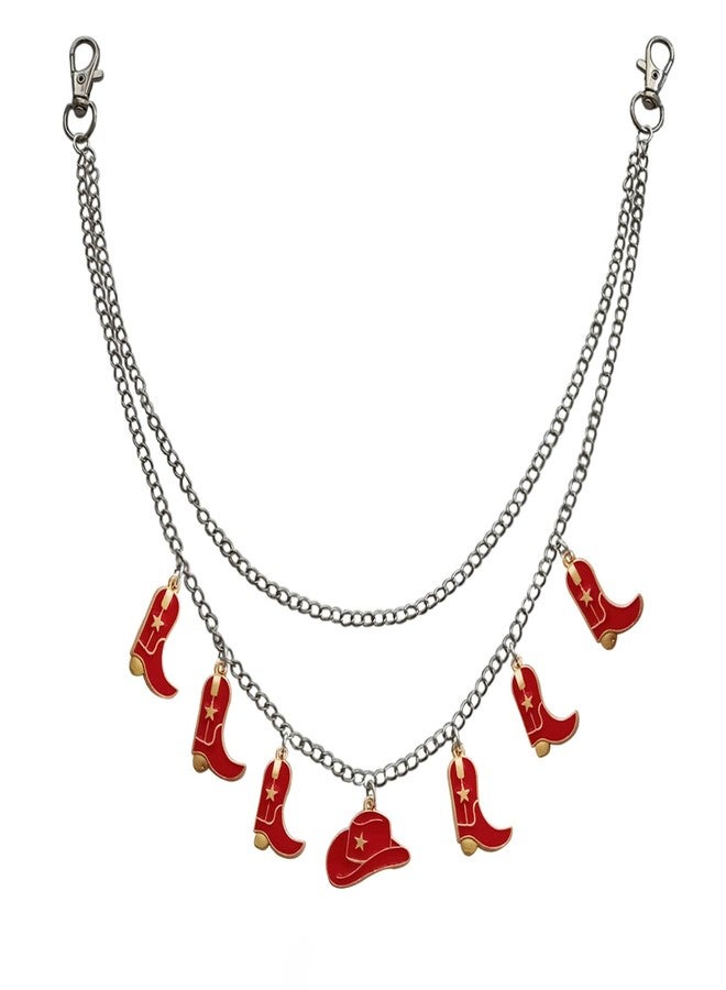 AETYWYEIN Cowboy Hat and Boot Charm Pant Chain for Cowboy Cowgirl, Western Style Enamel Charms Accessories Jeans Chain, Hip Hop Layered Chains, Bags Decorations - Image 1