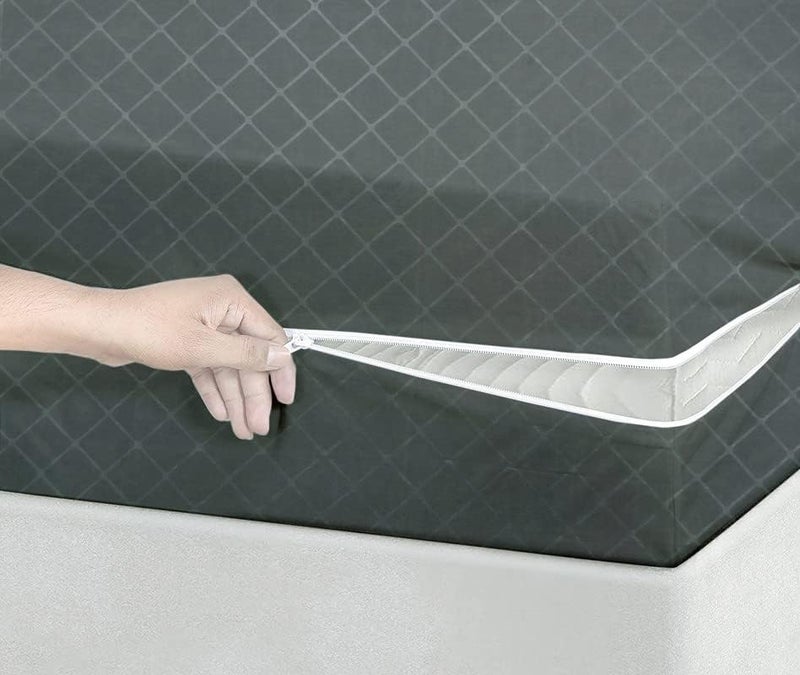 BSB HOME ® Premium Cotton Mattress Cover/Protector with Zipper Chain| Available in Provides All Around Protection with 360° Encasing |72''x48'' (6x4 ft) - Pack of 1 - Grey - Image 1