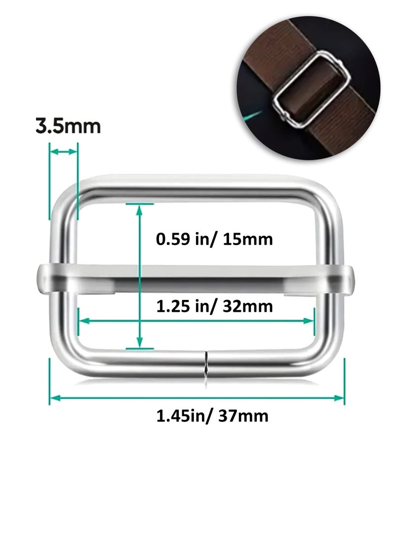 25 pcs 32mm Silver Color  Metal Slide Buckle Rectangle Adjustable Webbing Slider, Adjustable Metal Triglid Slides Rectangle For Belt Bags DIY Accessories  - Image 1