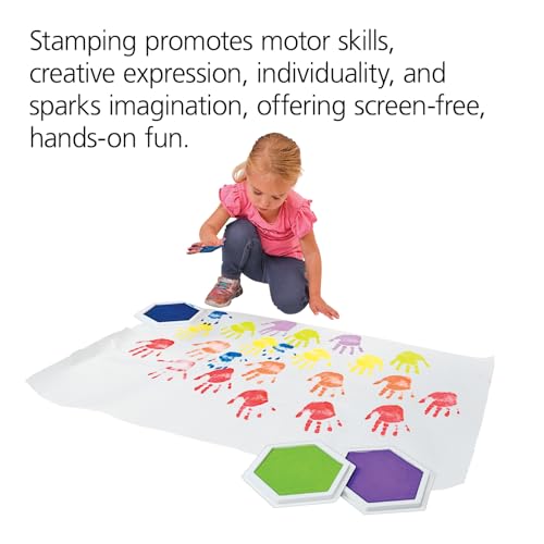 Colorations Classic Primary Colors Jumbo Washable Stamp Pads Washable Ink Pack of 6 (6"L x 7"W) - Classroom Stamping for Kids With Lid - Image 4
