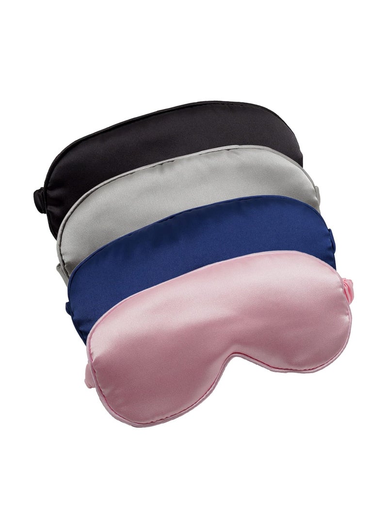 VIUAUAX Sleep Masks 4 Pack Silky Eye Cover Soft Satin Blindfold Elastic Strap Night Eye Shade for Women Men.Eye Mask: Light-Blocking Without Pressure, Summer Double-Sided Sleep Mask for Men and Women Light-Opaque, Adjustable Eye Protection Cover - Image 1