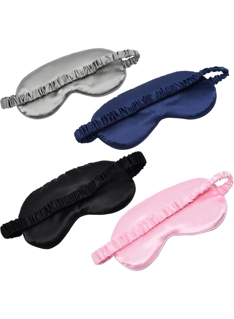 VIUAUAX Sleep Masks 4 Pack Silky Eye Cover Soft Satin Blindfold Elastic Strap Night Eye Shade for Women Men.Eye Mask: Light-Blocking Without Pressure, Summer Double-Sided Sleep Mask for Men and Women Light-Opaque, Adjustable Eye Protection Cover - Image 2