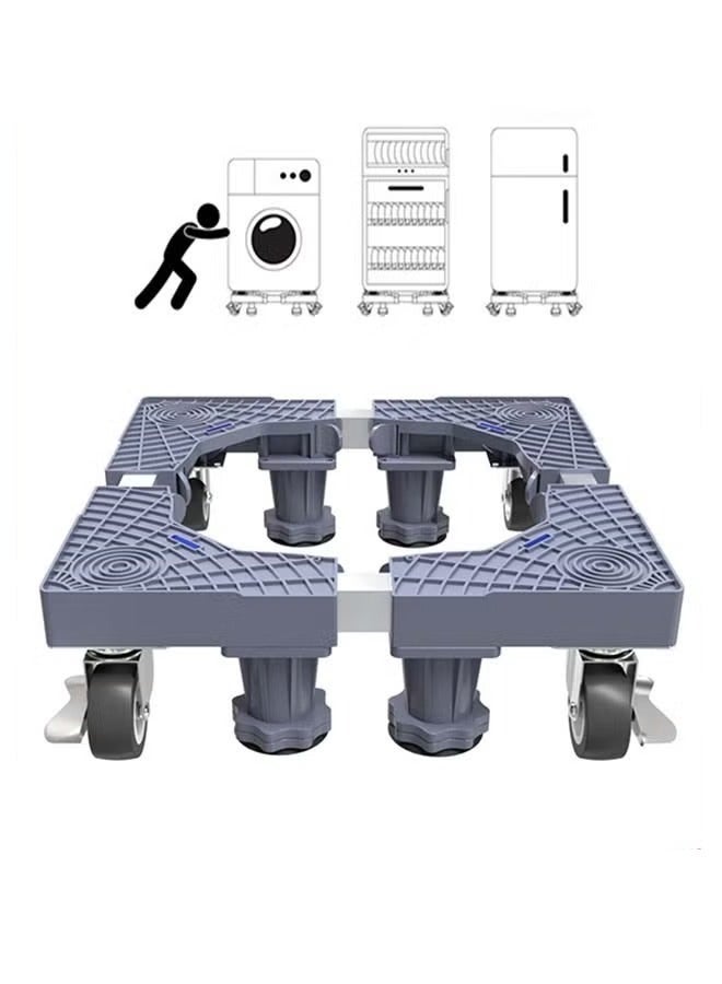 والالا قاعدة متنقلة لحامل الثلاجة مع قاعدة 4 عجلات قفل، قاعدة ارتفاع متزايدة قابلة للتعديل 4 أقدام قوية، قاعدة حامل للغسالة شديدة التحمل لحامل مجفف ثلاجة الأثاث - Image 1