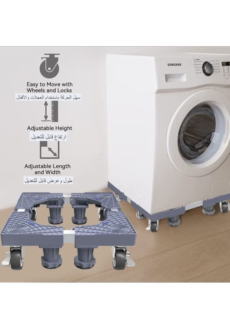 والالا قاعدة متنقلة لحامل الثلاجة مع قاعدة 4 عجلات قفل، قاعدة ارتفاع متزايدة قابلة للتعديل 4 أقدام قوية، قاعدة حامل للغسالة شديدة التحمل لحامل مجفف ثلاجة الأثاث - Image 5