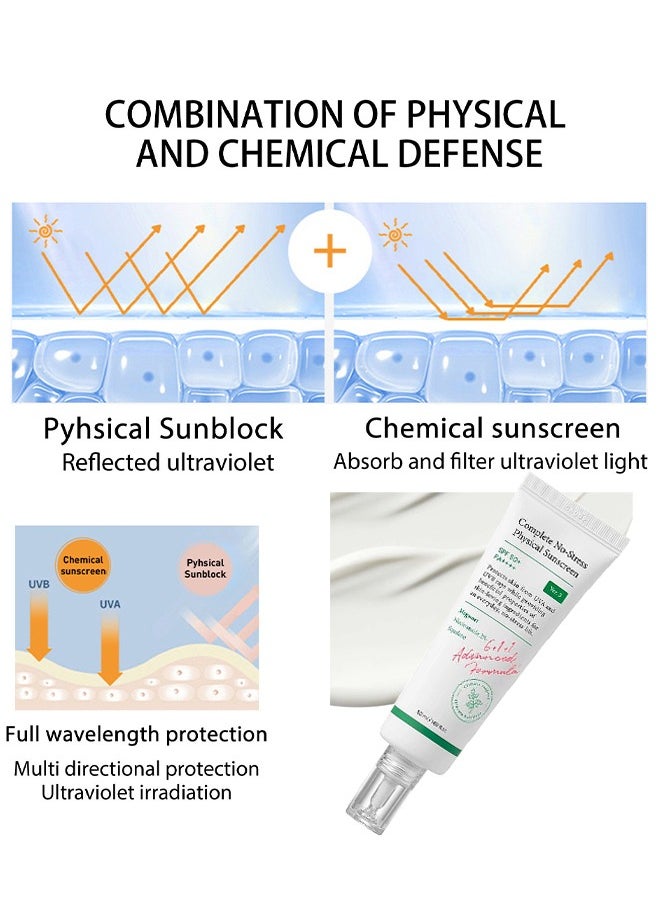 آكسيس واقي الشمس الفيزيائي SPF50+ PA+++, حماية الجلد من الأشعة فوق البنفسجية A & UVB, واقي الشمس كريم الوجه, 50ml/1.69 أوقية ساطعة  - Image 5