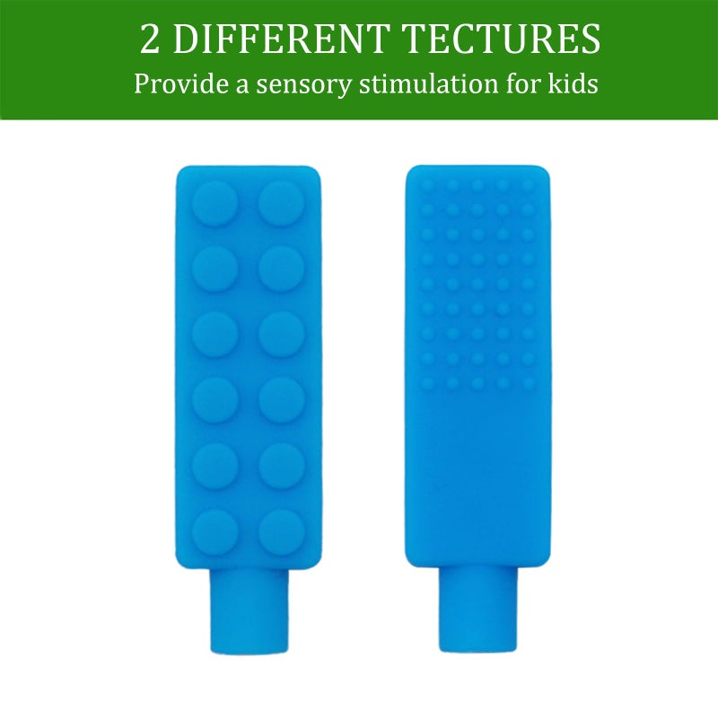 Atsky Chewable Pencil Toppers for Sensory Kids Boys and Girls (6 Pack), Silicone Rainbow Chew Toys for Chewers with Special Oral Motor Needs, Chewing Brick Tools Fidget Stim Toy for Autism Children Student - Image 2